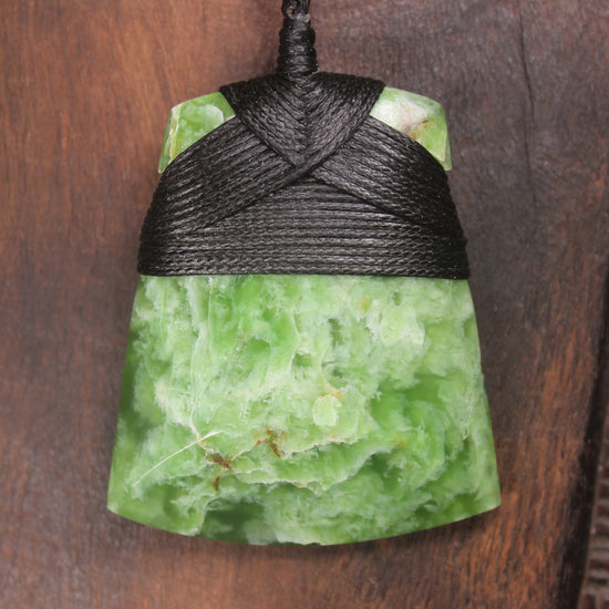 Toki or Adze Pendant carved from Flower Jade Pounamu - NZ Greenstone