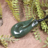 Hei Matau or Fish Hook carved from Hapopo Pounamu - NZ Greenstone