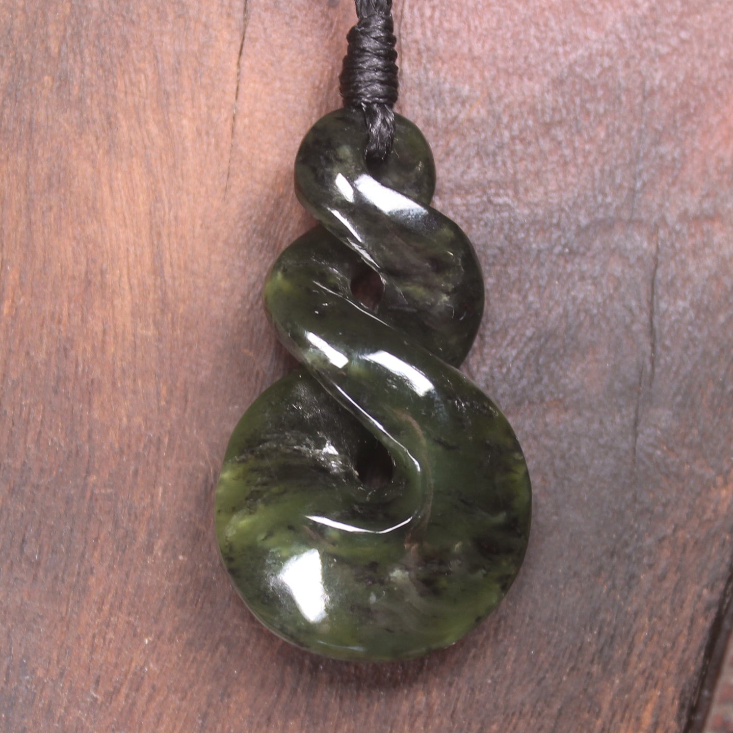 Twist carved from Rimu Pounamu - NZ Greenstone