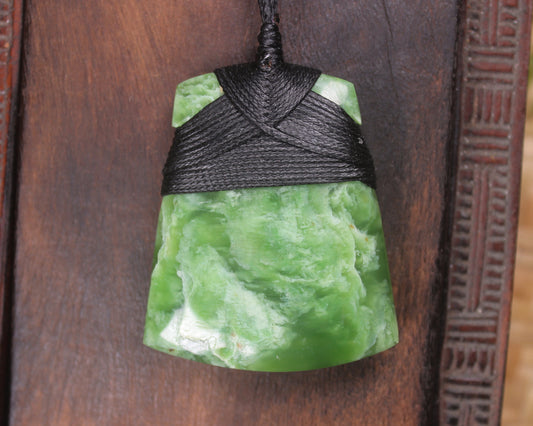 Toki or Adze Pendant carved from Flower Jade Pounamu - NZ Greenstone