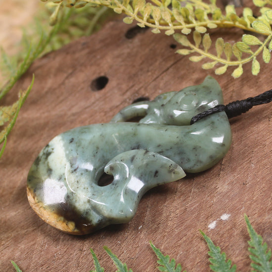 Manaia carved from Flower Jade Pounamu - NZ Greenstone