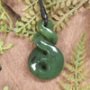 Hapopo Pounamu Koru Twist Pendant - NZ Greenstone