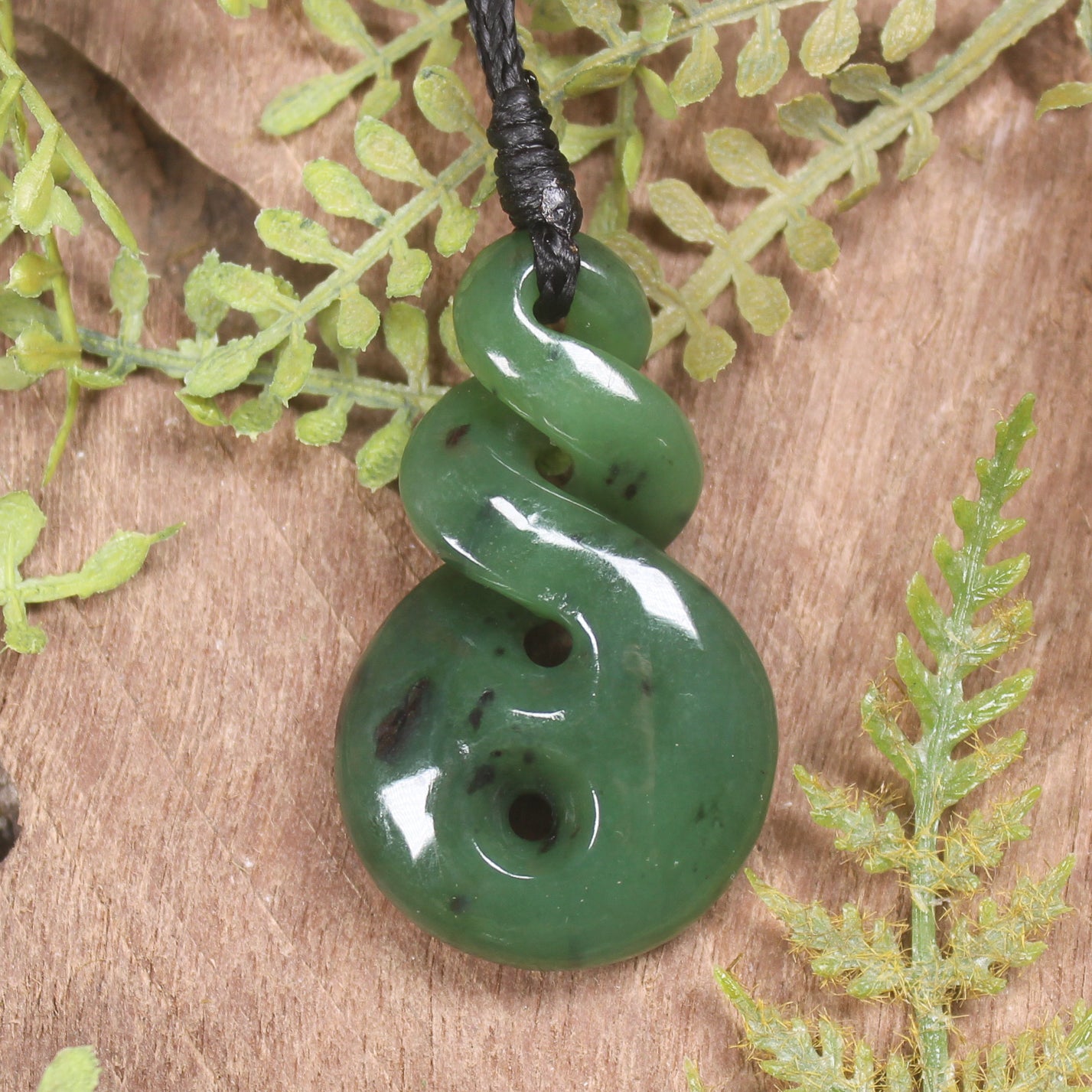 Hapopo Pounamu Koru Twist Pendant - NZ Greenstone