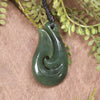 Hei Matau or Fish Hook carved from Hapopo Pounamu - NZ Greenstone