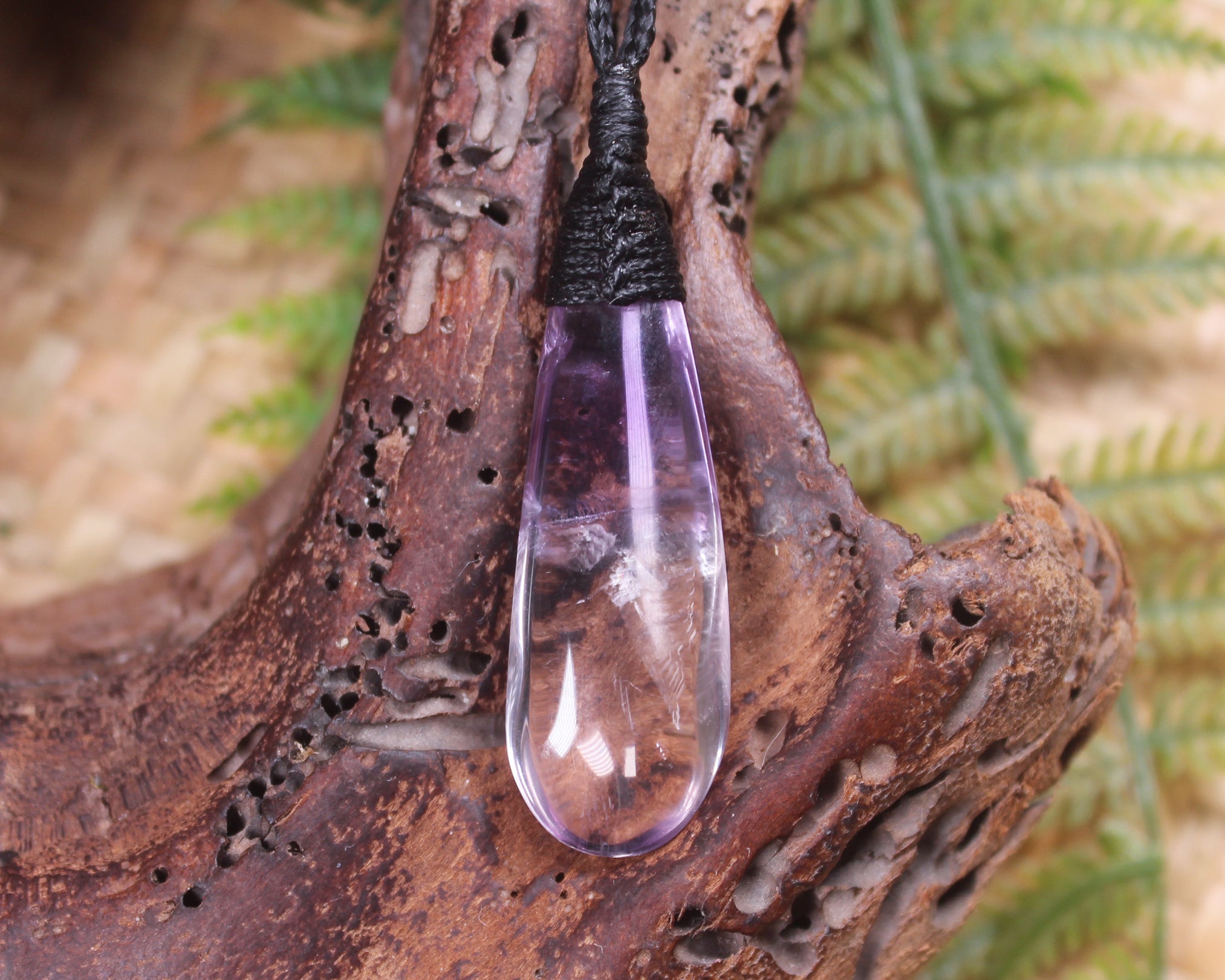 Roimata pendant carved from Amethyst