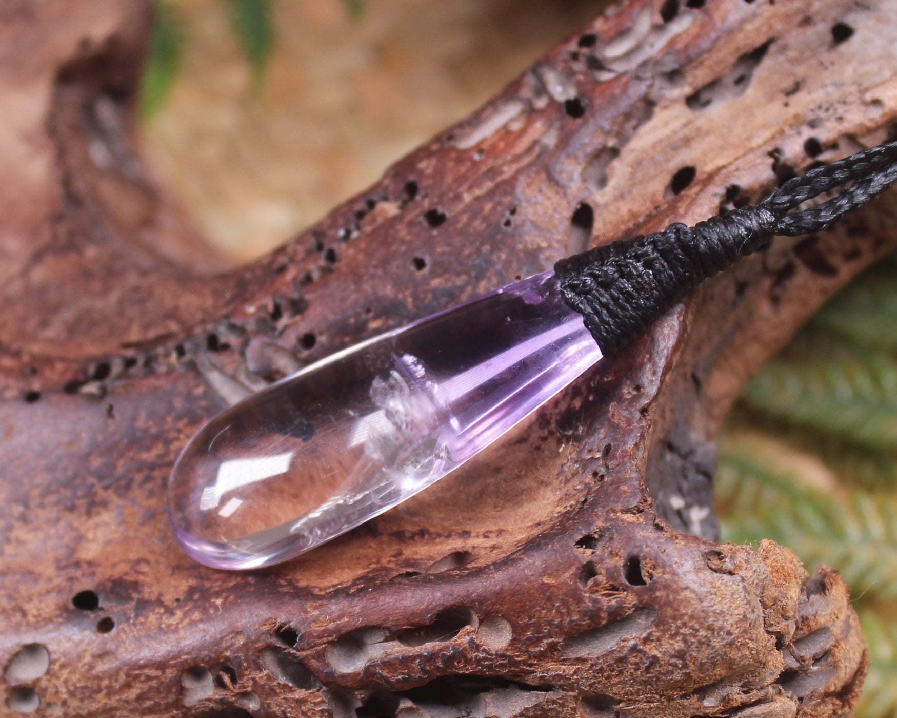 Roimata pendant carved from Amethyst