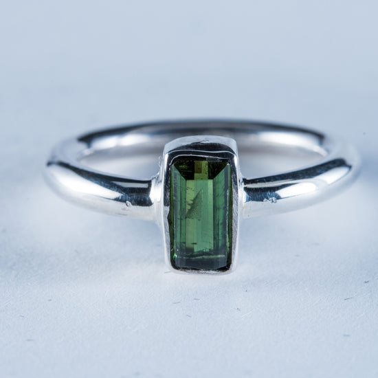 Green Tourmaline sterling silver ring