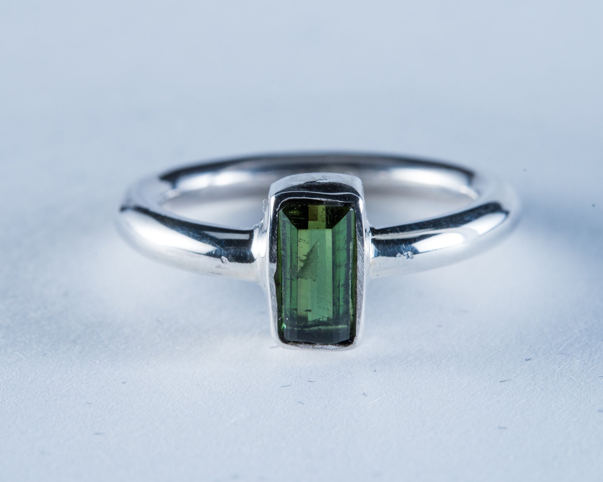 Green Tourmaline sterling silver ring