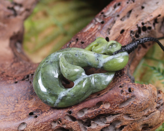 Manaia pendant carved from NZ Serpentine