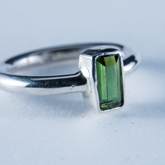 Green Tourmaline sterling silver ring