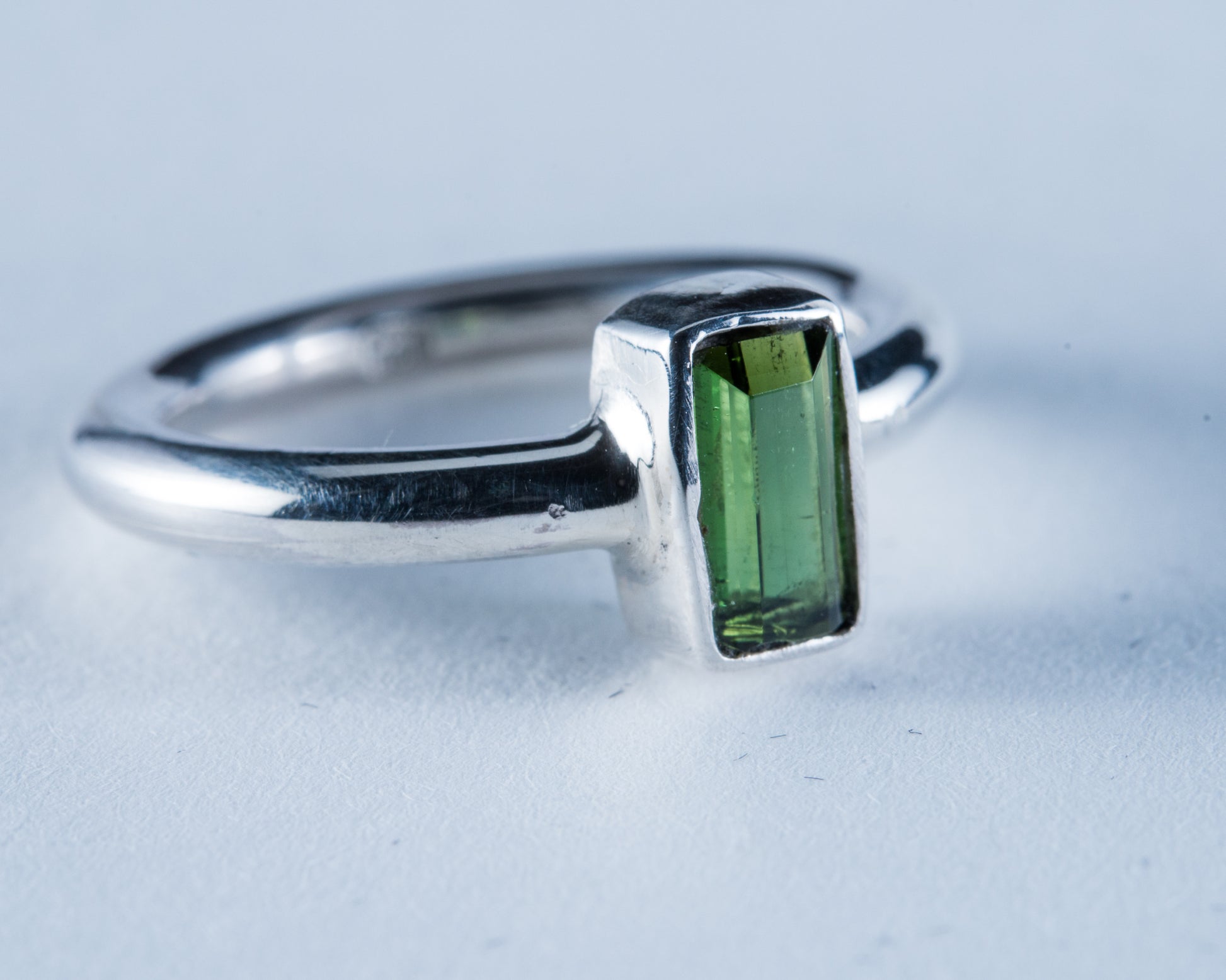 Green Tourmaline sterling silver ring