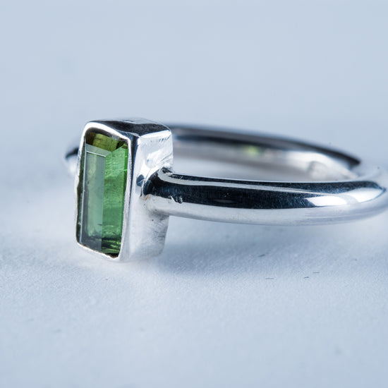 Green Tourmaline sterling silver ring