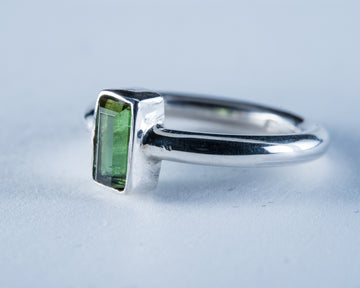 Green Tourmaline sterling silver ring