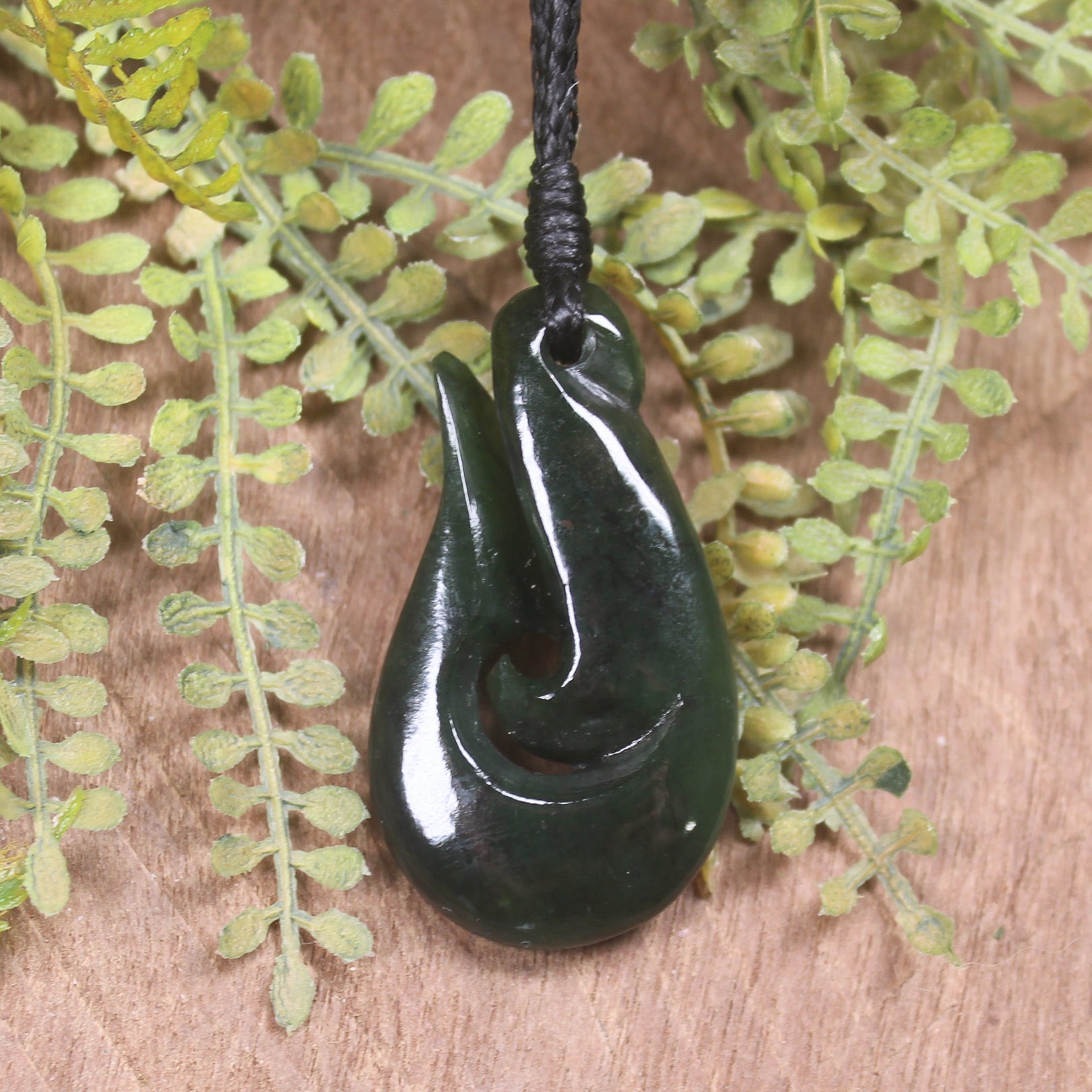 Hei Matau or Fish Hook carved from Kawakawa Pounamu - NZ Greenstone