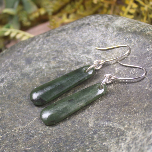 NZ Greenstone Small Roimata Earrings (CB631) Rimu Pounamu