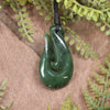 Hei Matau or Fish Hook carved from Hapopo Pounamu - NZ Greenstone