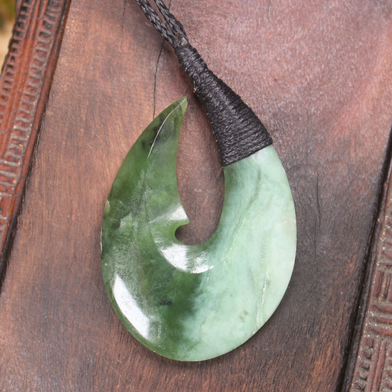 Hei Matau carved from Hapopo Pounamu - NZ Greenstone