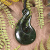 Hei Matau or Fish Hook carved from Rimu Pounamu - NZ Greenstone