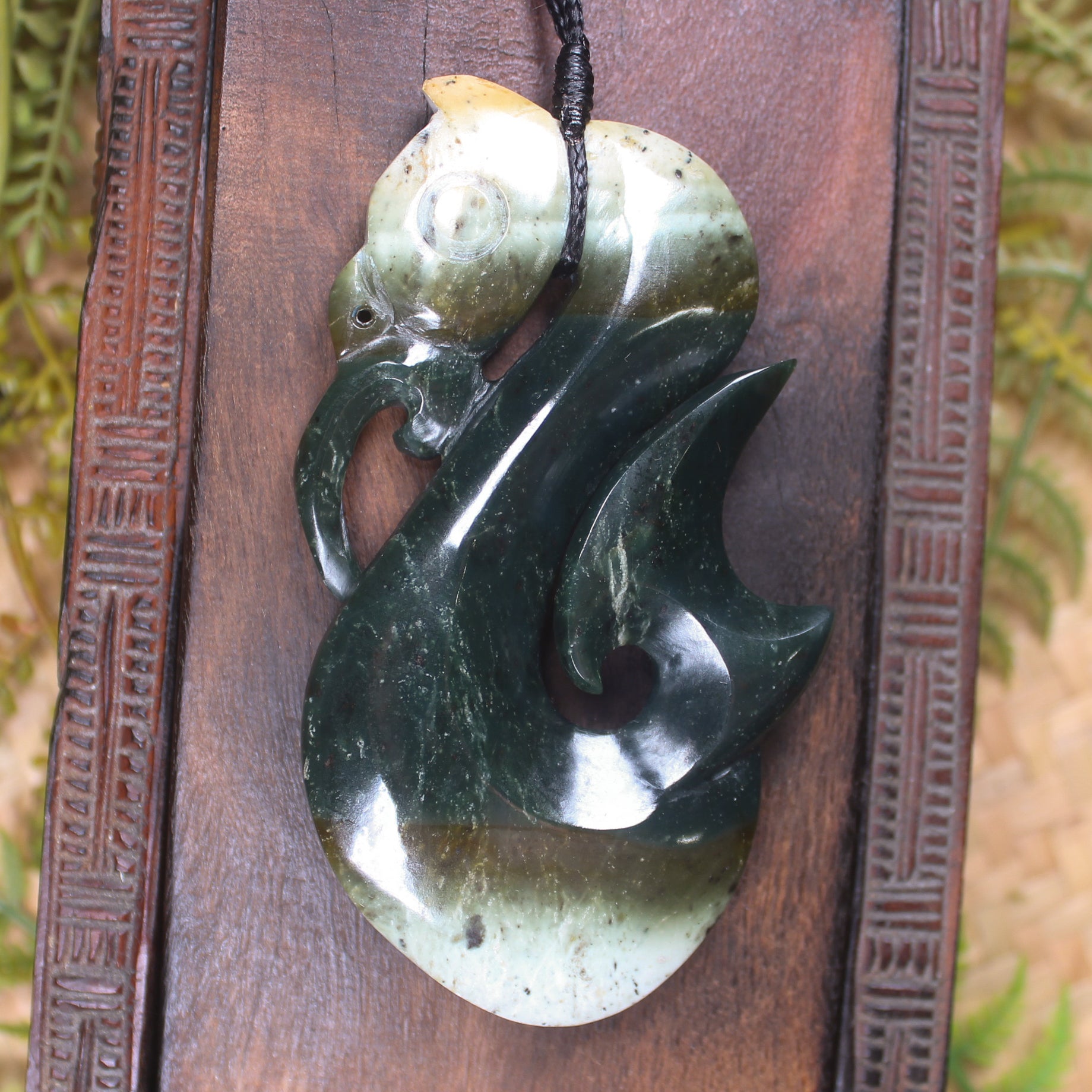 Manaia carved from Flower Jade Pounamu - NZ Greenstone