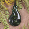 Hei Matau or Fish Hook carved from Kawakawa Pounamu - NZ Greenstone