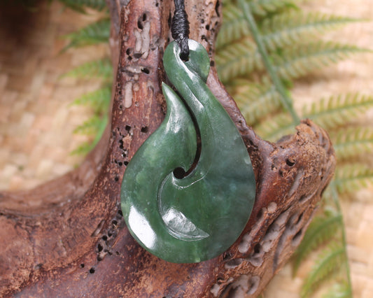 Hei Matau carved from Inanga Pounamu - NZ Greenstone