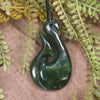 Hei Matau or Fish Hook carved from Kawakawa Pounamu - NZ Greenstone