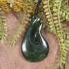 Hei Matau or Fish Hook carved from Kawakawa Pounamu - NZ Greenstone