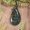 Hei Matau or Fish Hook carved from Kawakawa Pounamu - NZ Greenstone