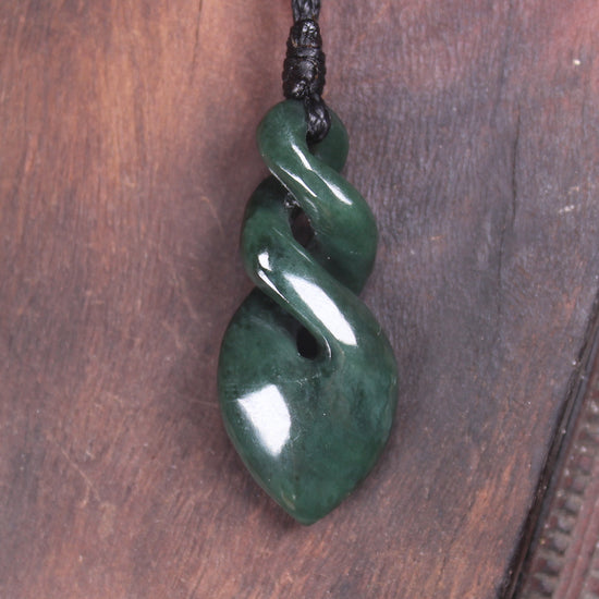 Twist carved from Kawakawa Pounamu - NZ Greenstone