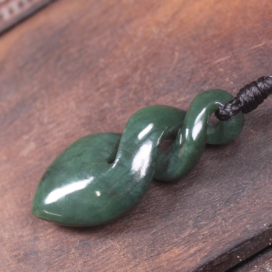 Twist carved from Kawakawa Pounamu - NZ Greenstone
