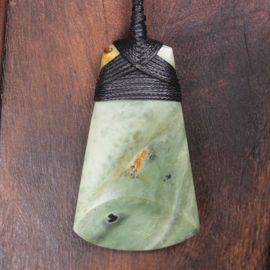 Toki or Adze Pendant carved from Flower Jade Pounamu - NZ Greenstone