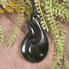 Hei Matau or Fish Hook carved from Kawakawa Pounamu - NZ Greenstone