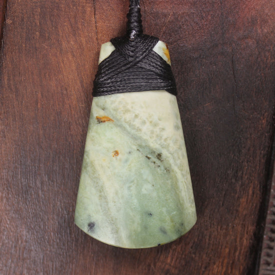 Toki or Adze Pendant carved from Flower Jade Pounamu - NZ Greenstone