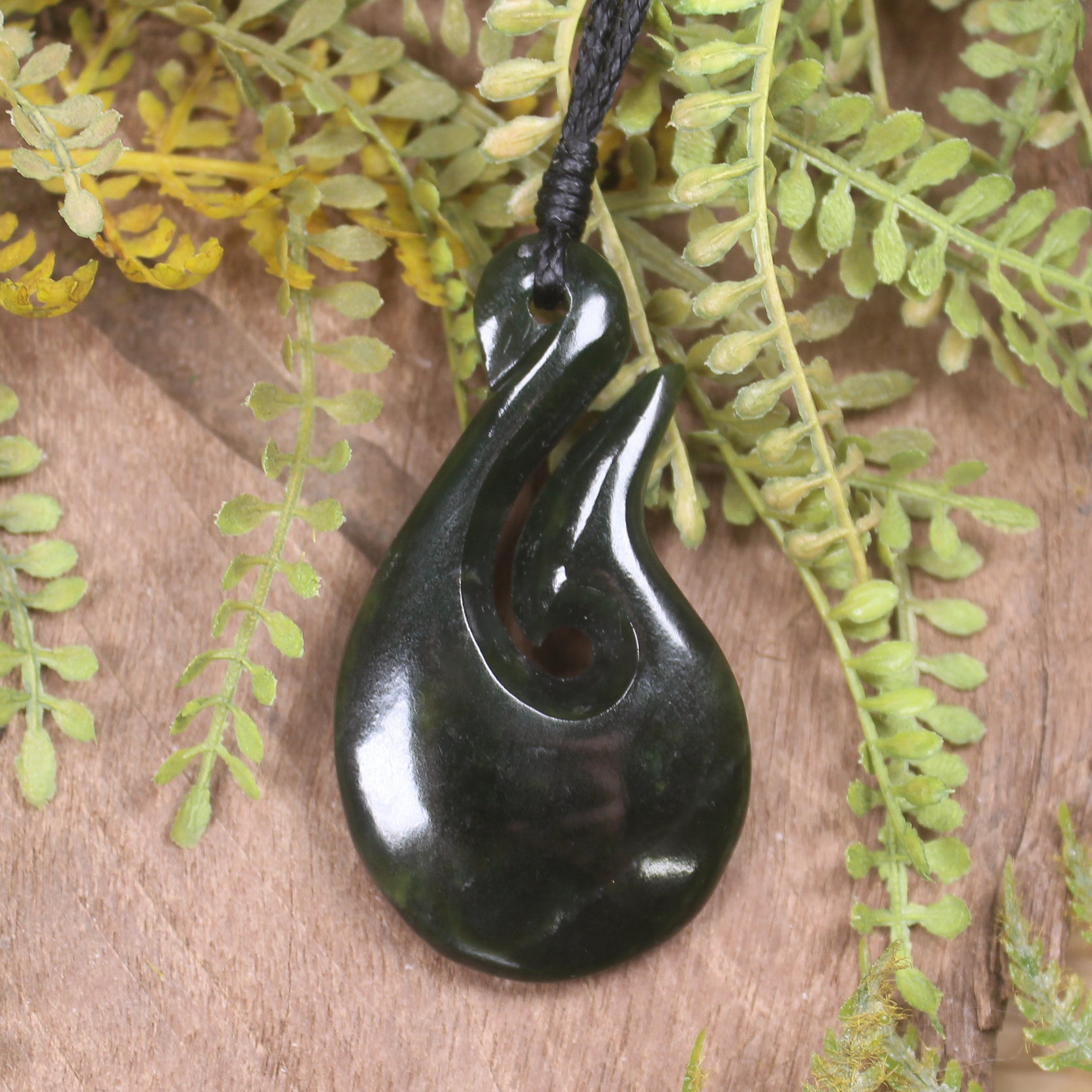 Hei Matau or Fish Hook carved from Kawakawa Pounamu - NZ Greenstone
