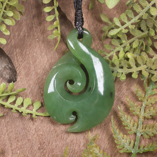 Hapopo Pounamu Koru Twist Pendant - NZ Greenstone