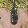 Roimata or Teardrop with Koru carved from Kawakawa Pounamu - NZ Greenstone