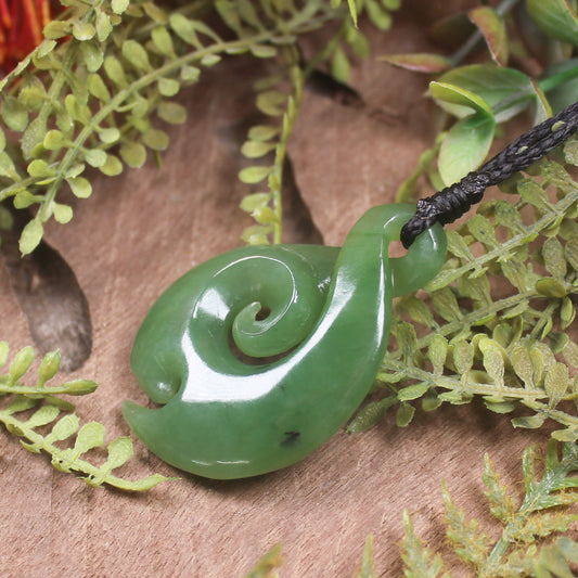Hapopo Pounamu Koru Twist Pendant - NZ Greenstone