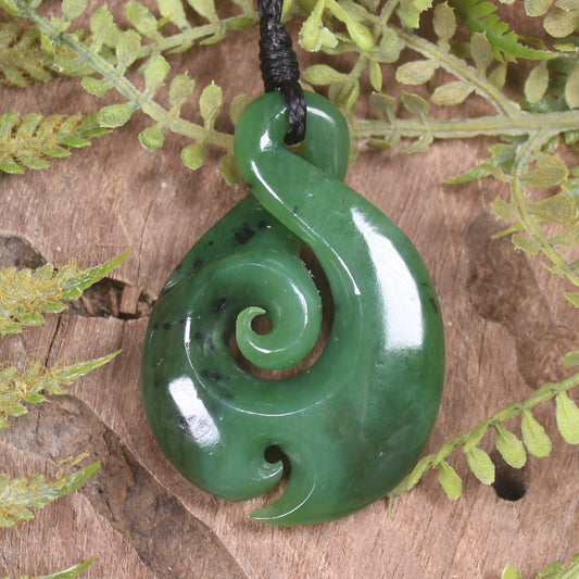 Hapopo Pounamu Koru Twist Pendant - NZ Greenstone