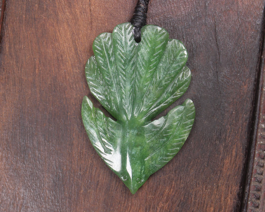 Pīwakawaka or Fantail Bird Pendant carved from Kawakawa Pounamu - NZ Greenstone