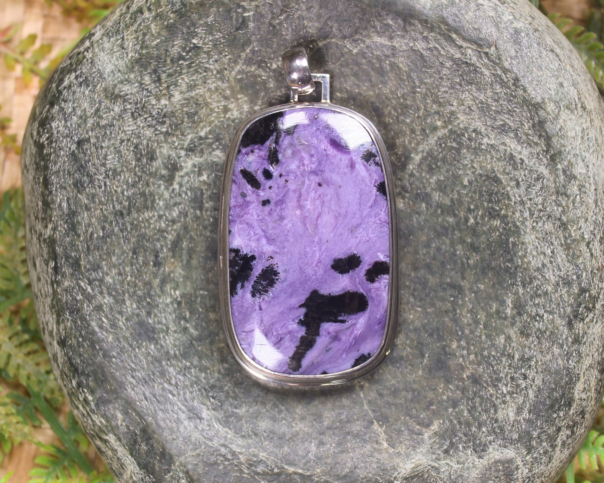 Charoite Large Sterling Silver Pendant (M639)