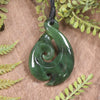 NZ Greenstone Small Koru Twist Pendant (BX424) Hapopo Pounamu