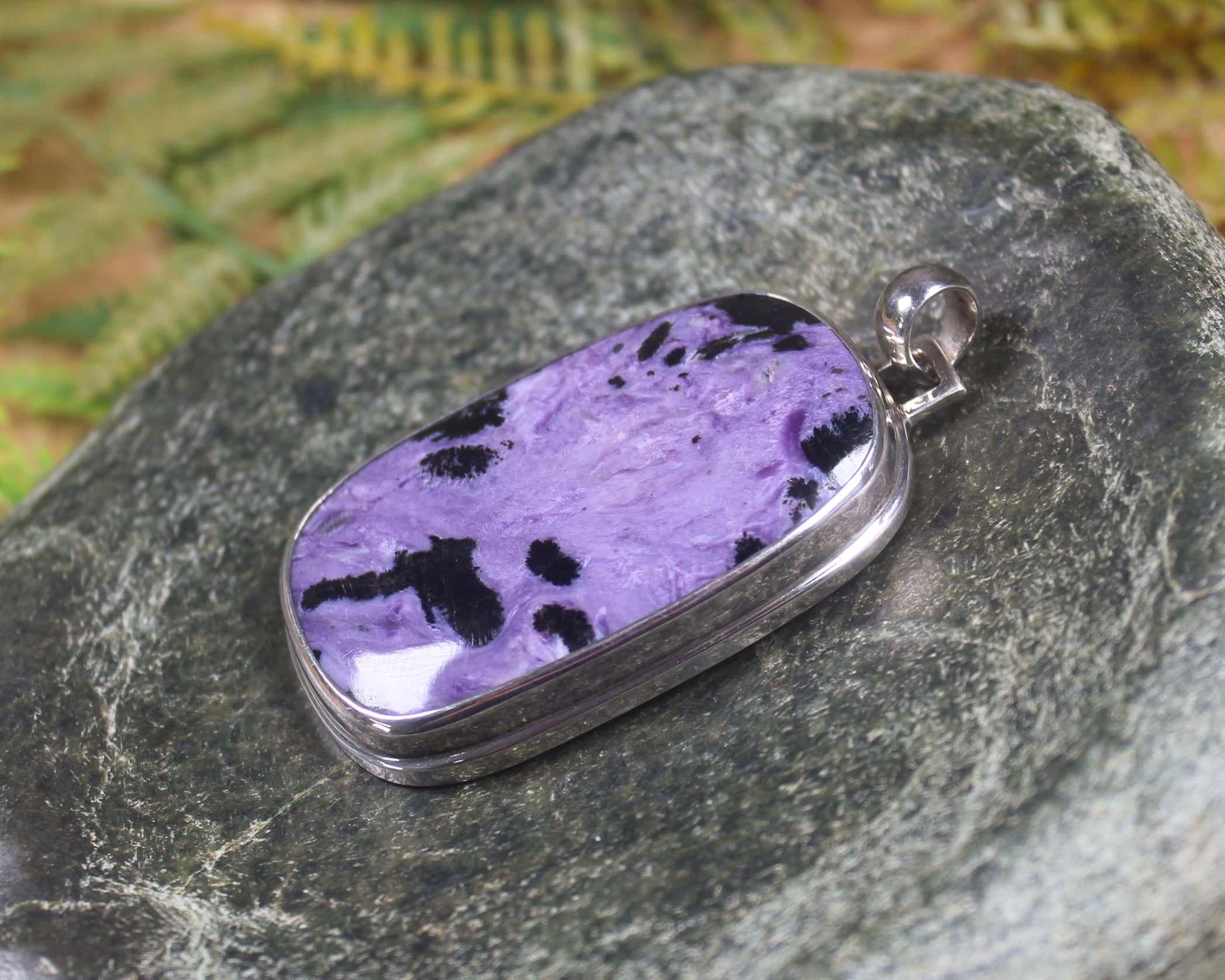 Charoite Large Sterling Silver Pendant (M639)