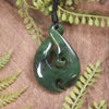 NZ Greenstone Small Koru Twist Pendant (BX424) Hapopo Pounamu
