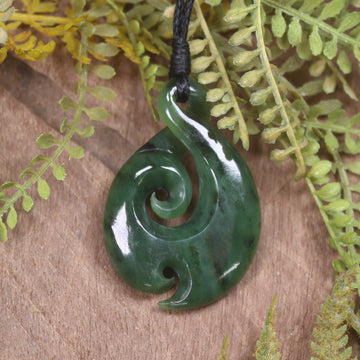 Koru Twist carved from Kawakawa Pounamu - NZ Greenstone