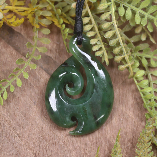 Koru Twist carved from Kawakawa Pounamu - NZ Greenstone