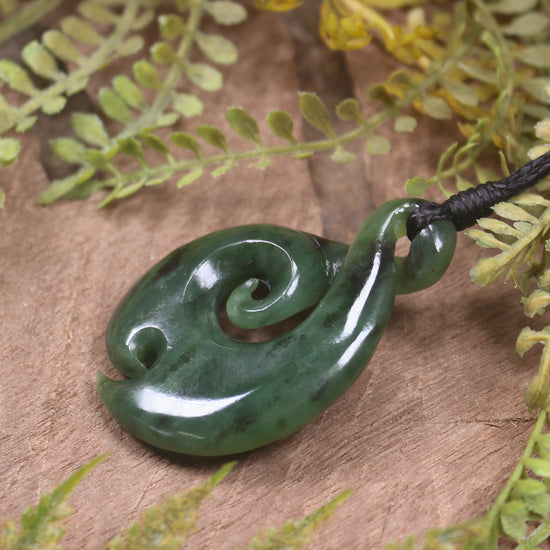 Koru Twist carved from Kawakawa Pounamu - NZ Greenstone