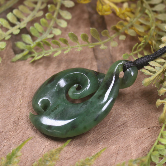 Koru Twist carved from Kawakawa Pounamu - NZ Greenstone