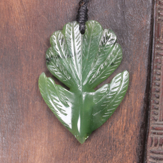 Pīwakawaka or Fantail Bird Pendant carved from Hapopo Pounamu - NZ Greenstone