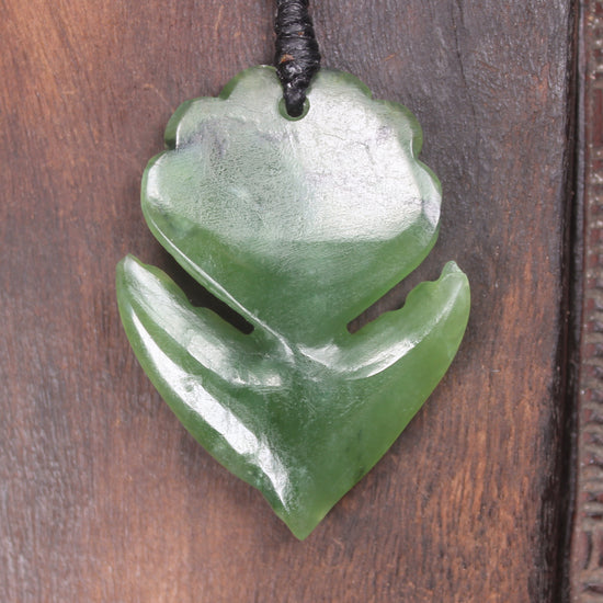 Pīwakawaka or Fantail Bird Pendant carved from Hapopo Pounamu - NZ Greenstone