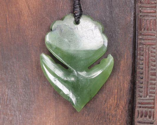 Pīwakawaka or Fantail Bird Pendant carved from Hapopo Pounamu - NZ Greenstone